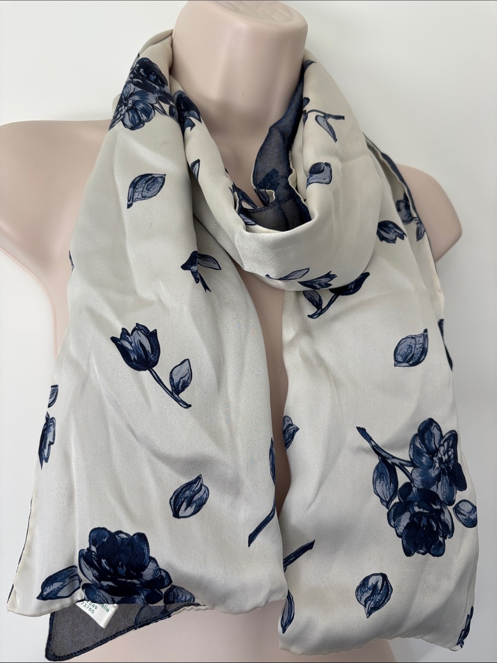 Laura Ashley rose print silk scarf.